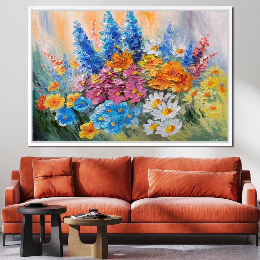 Abstract Bouquet of Spring Flowers Canvas Wall Art