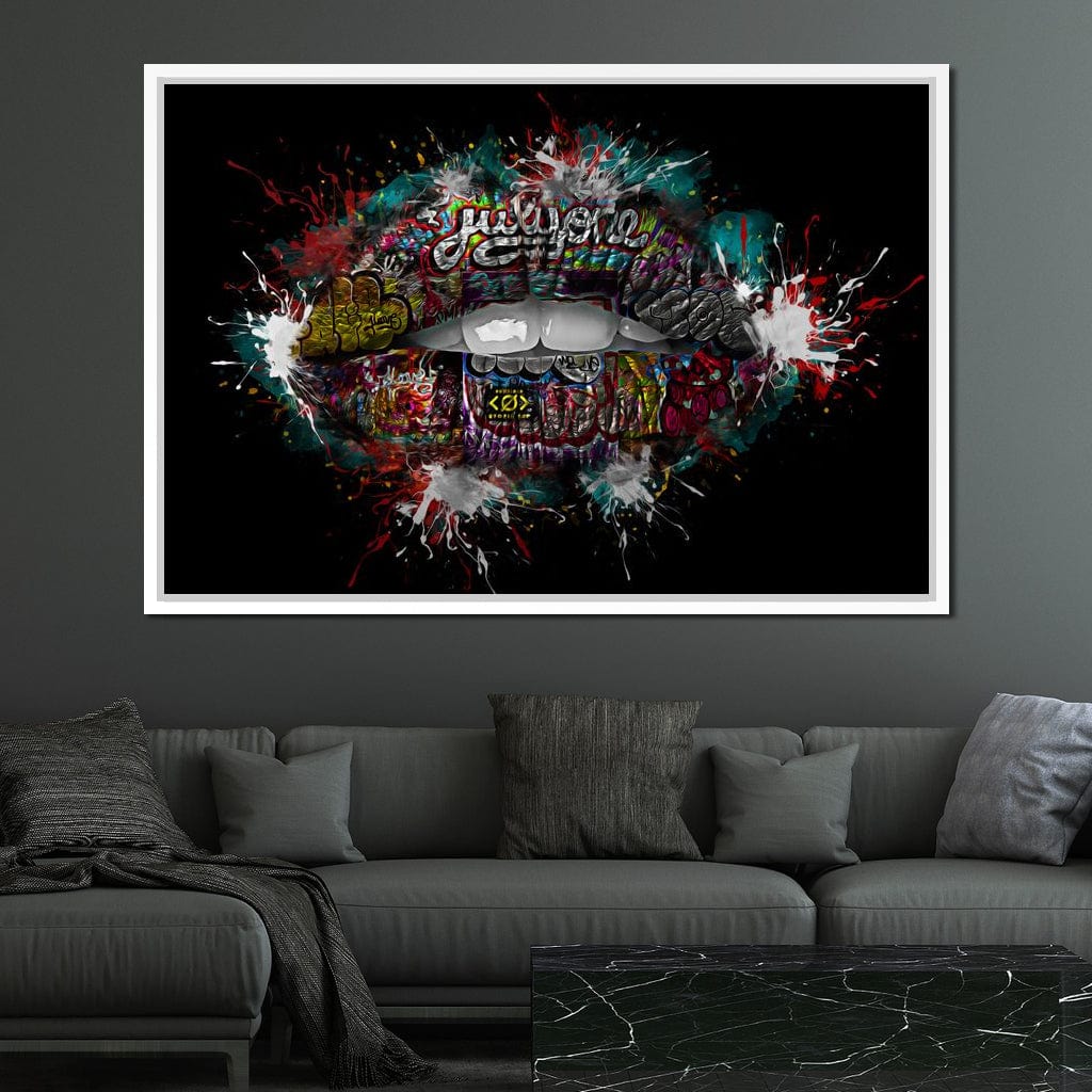 Graffiti Lips Canvas Wall Art