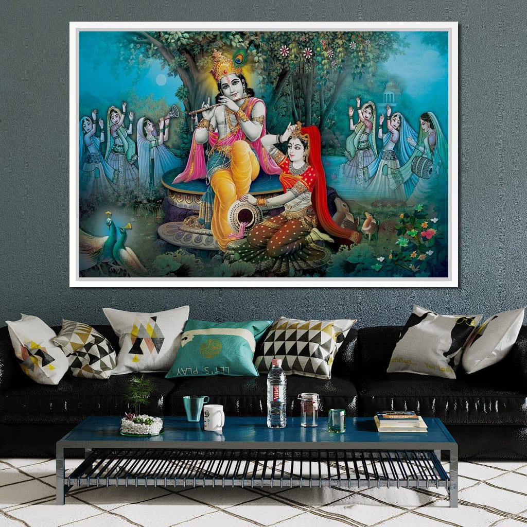 Radha & Krishna Love Tree Canvas Wall Art