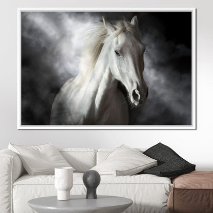 White Stallion Canvas Wall Art