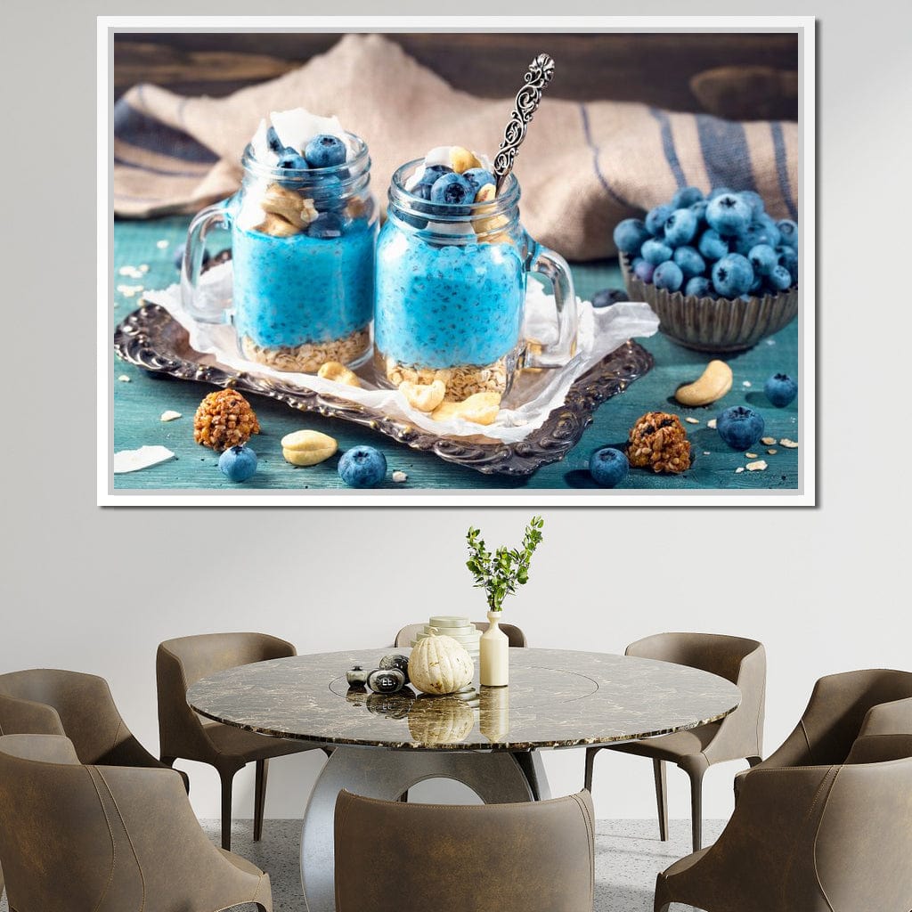 Chia Seeds & Blueberries Pudding Canvas Wall Art