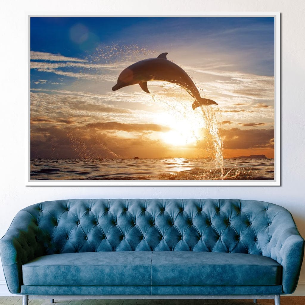 Leaping Dolphin Canvas Wall Art
