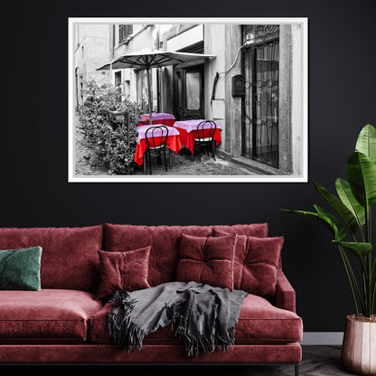 Red Tables In Rome Canvas Wall Art