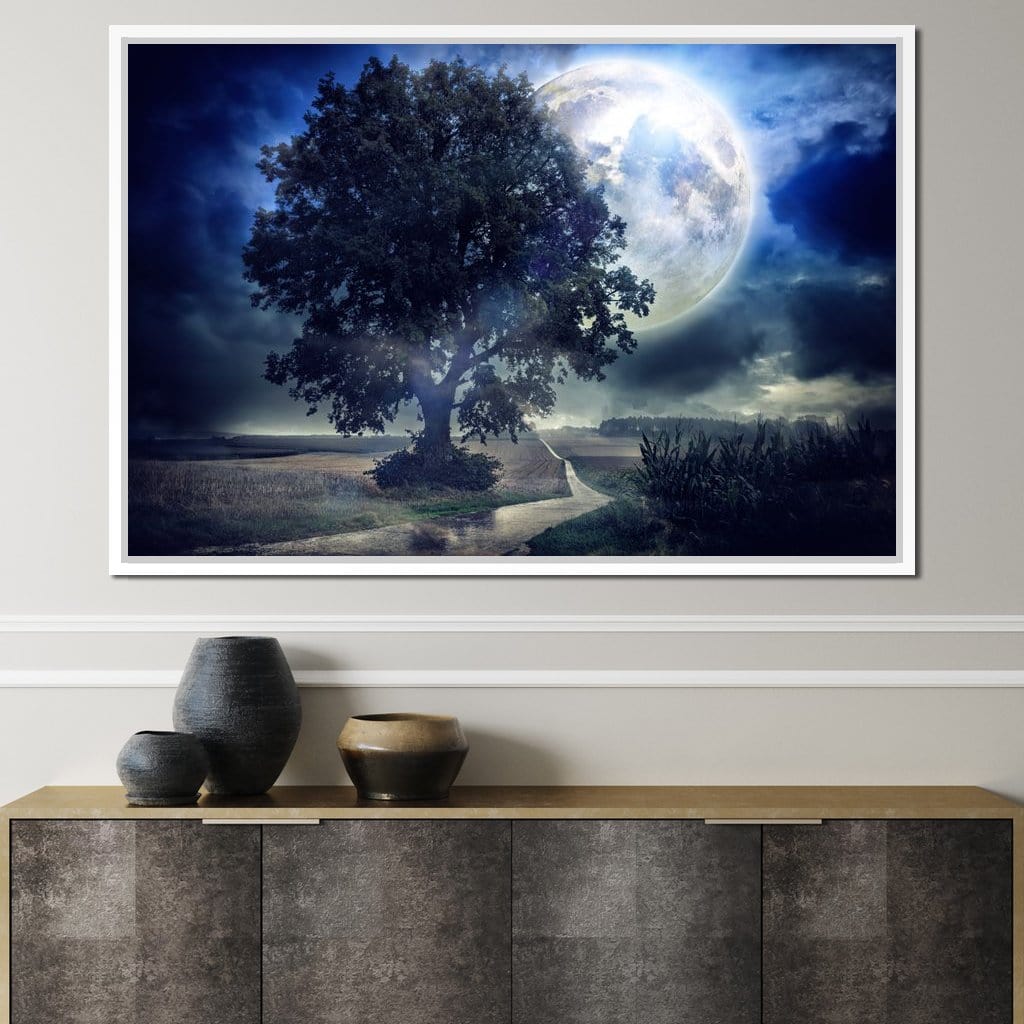 Giant Moon Summer Night Canvas Wall Art