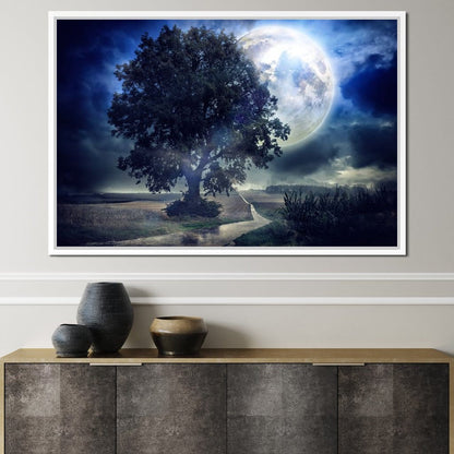 Giant Moon Summer Night Canvas Wall Art