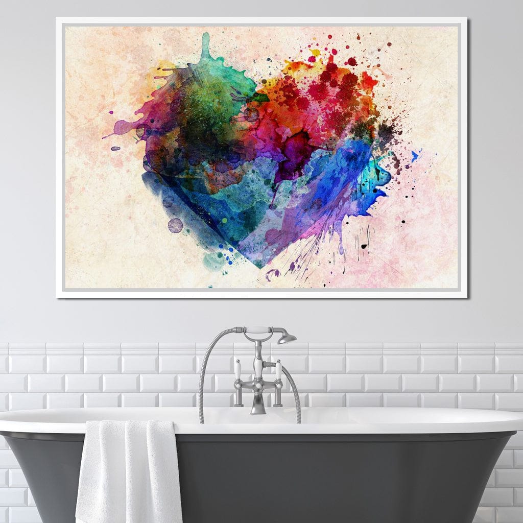 Heart Splash Canvas Wall Art