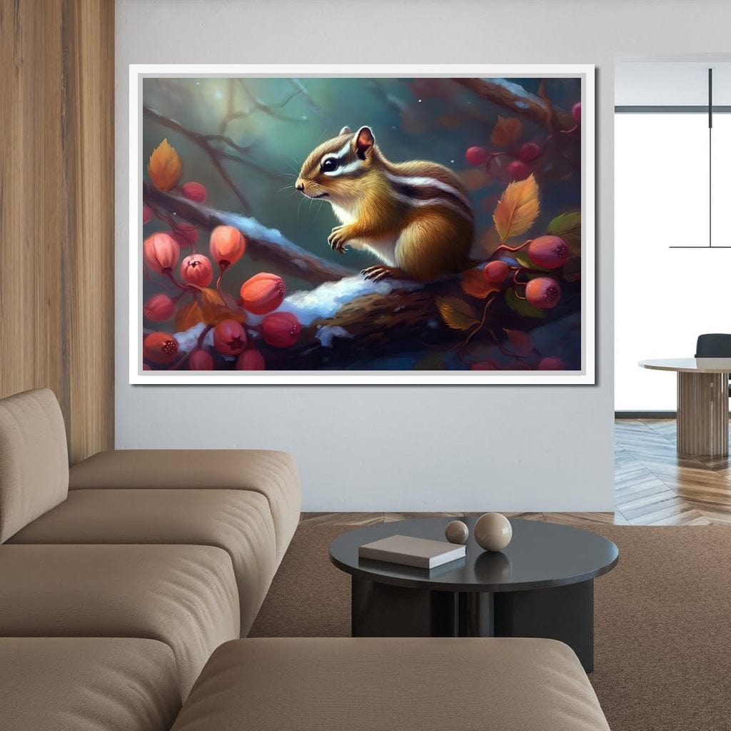 Winter Chipmunk Canvas Wall Art