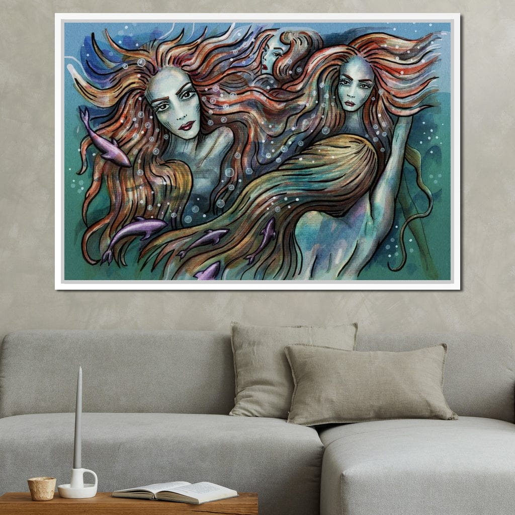 The 4 Mermaids Canvas Wall Art