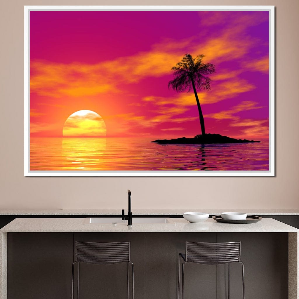 Sunset Island Canvas Wall Art