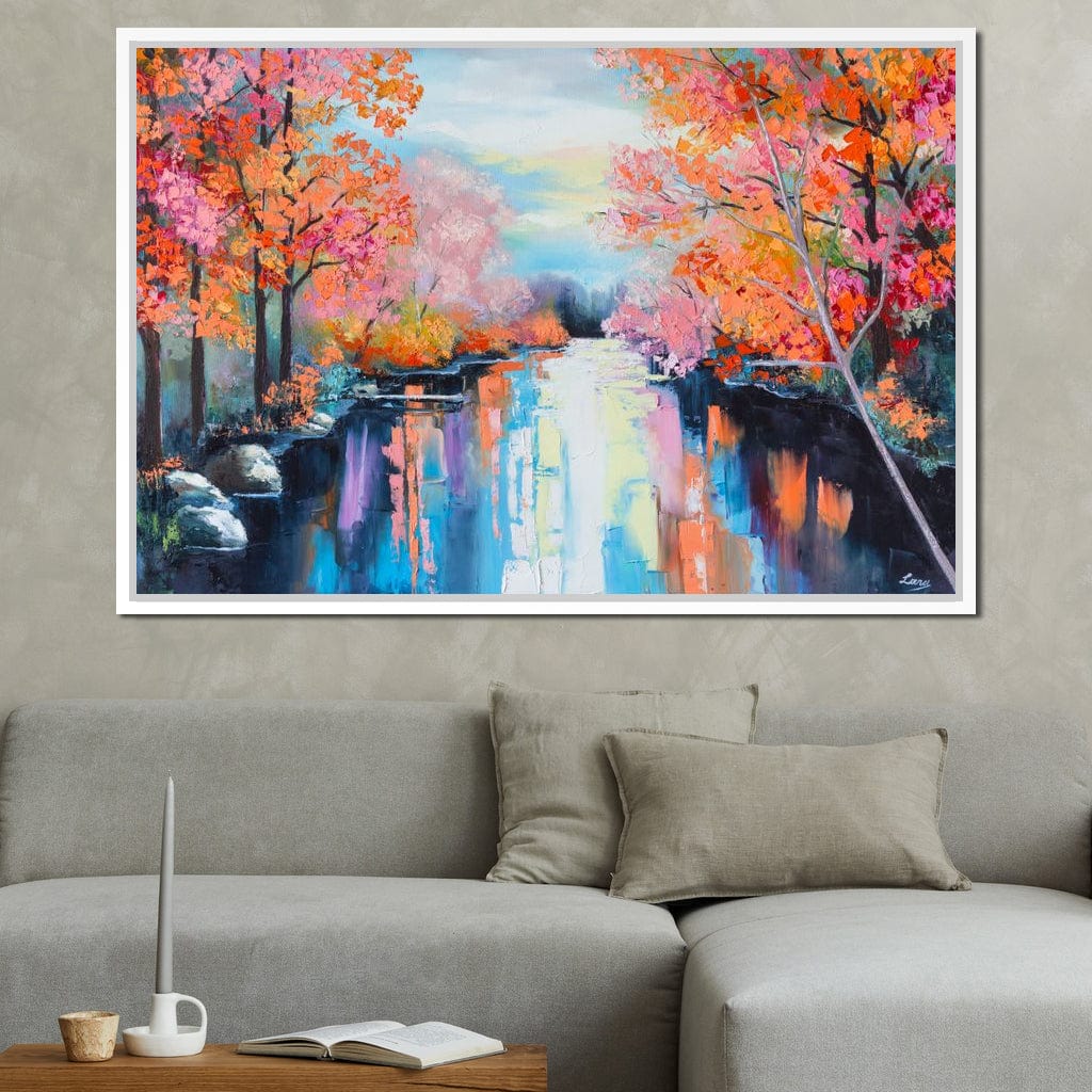 Autumn Stream Pastel Canvas Wall Art