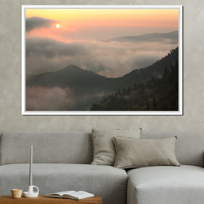 Fog over the Forest Canvas Wall Art