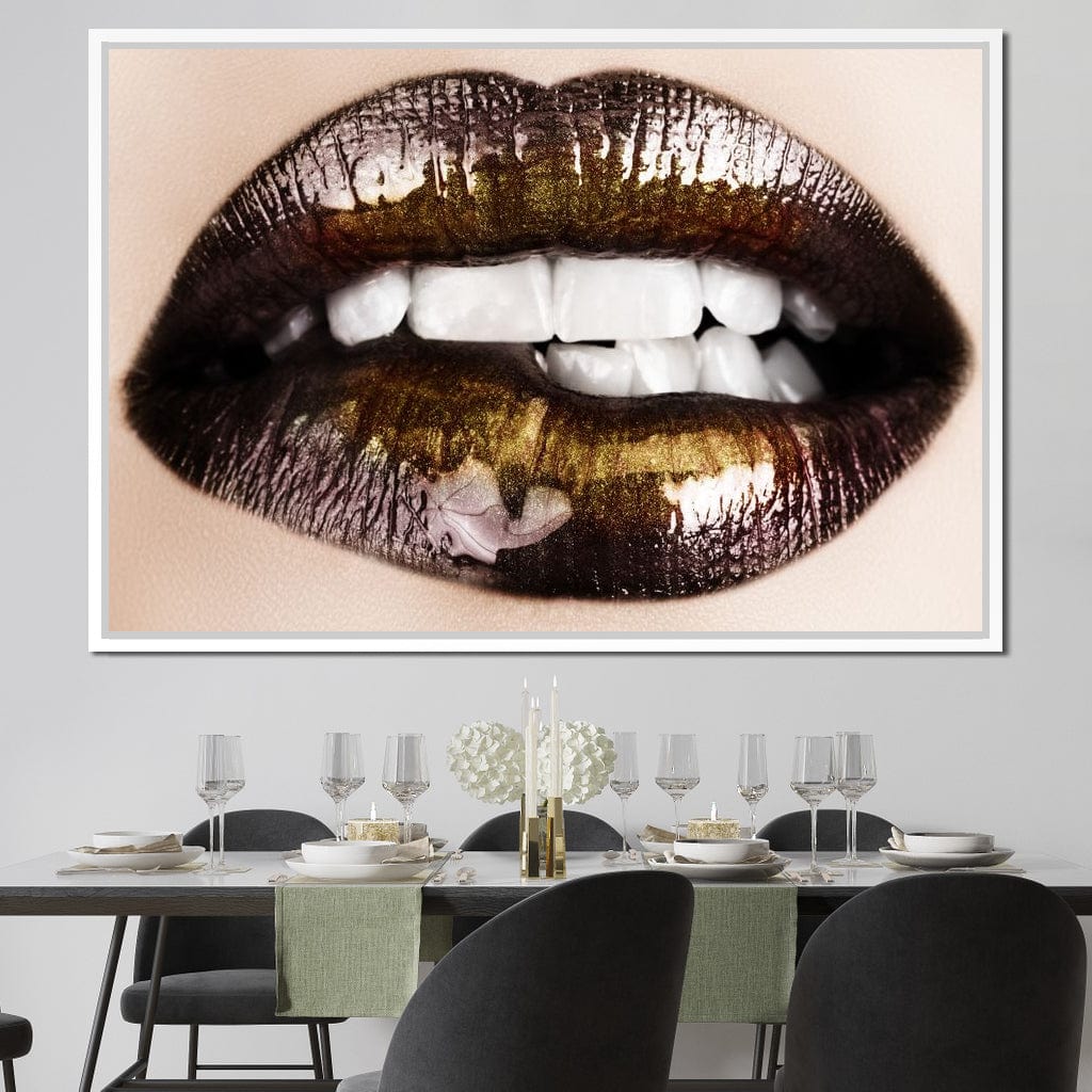 Black & Gold Lips Canvas Wall Art