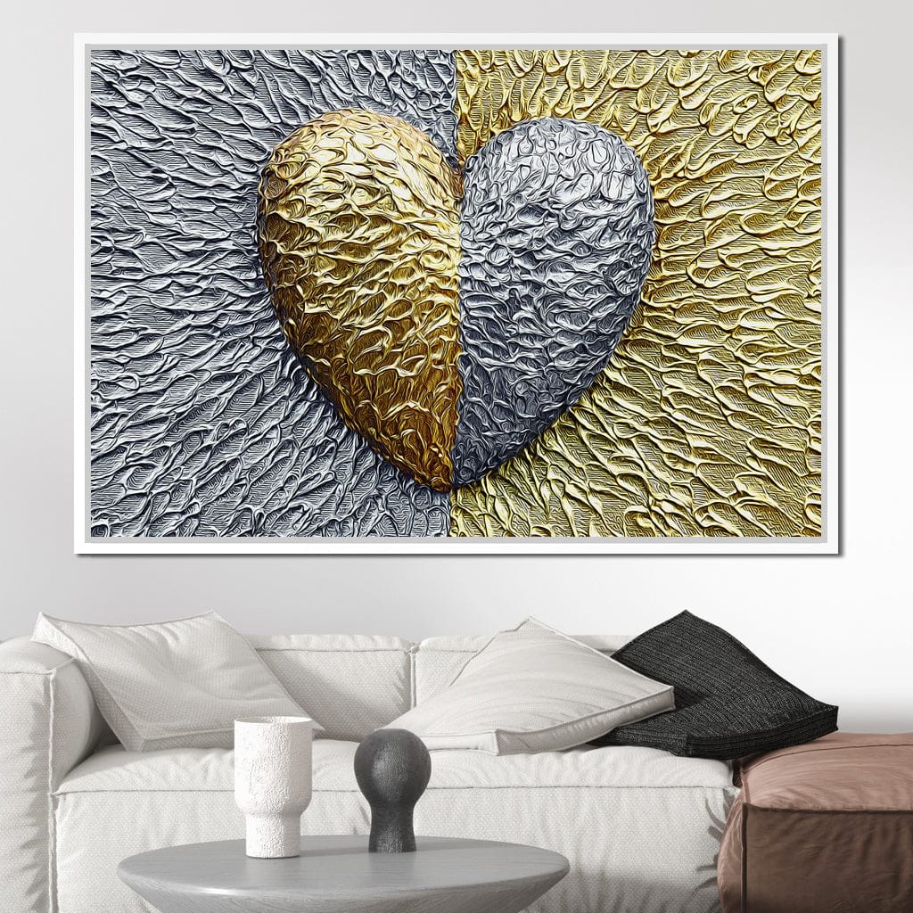Due Color Heart Canvas Wall Art