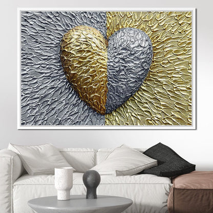 Due Color Heart Canvas Wall Art