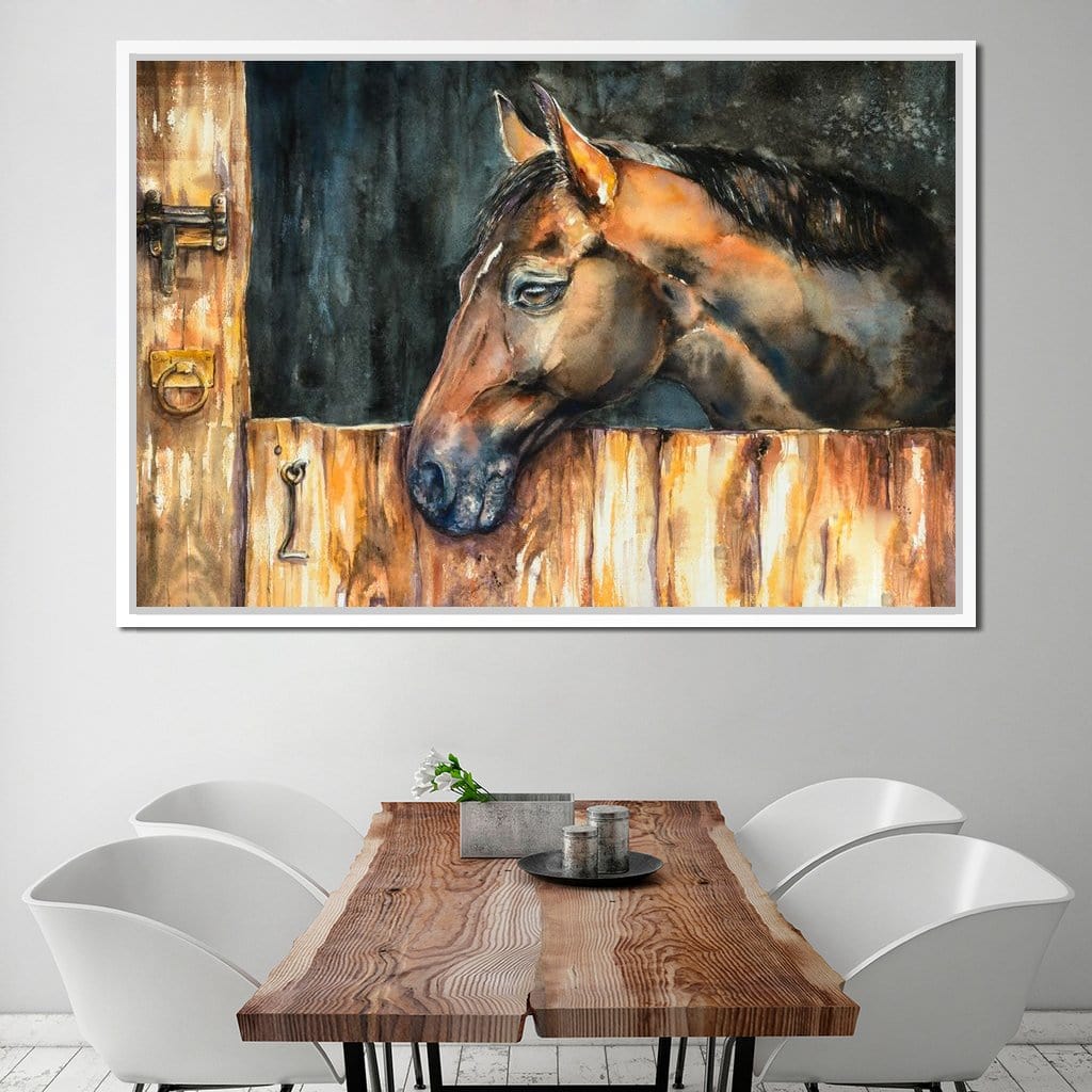Horse in the Stable Canvas Wall Art