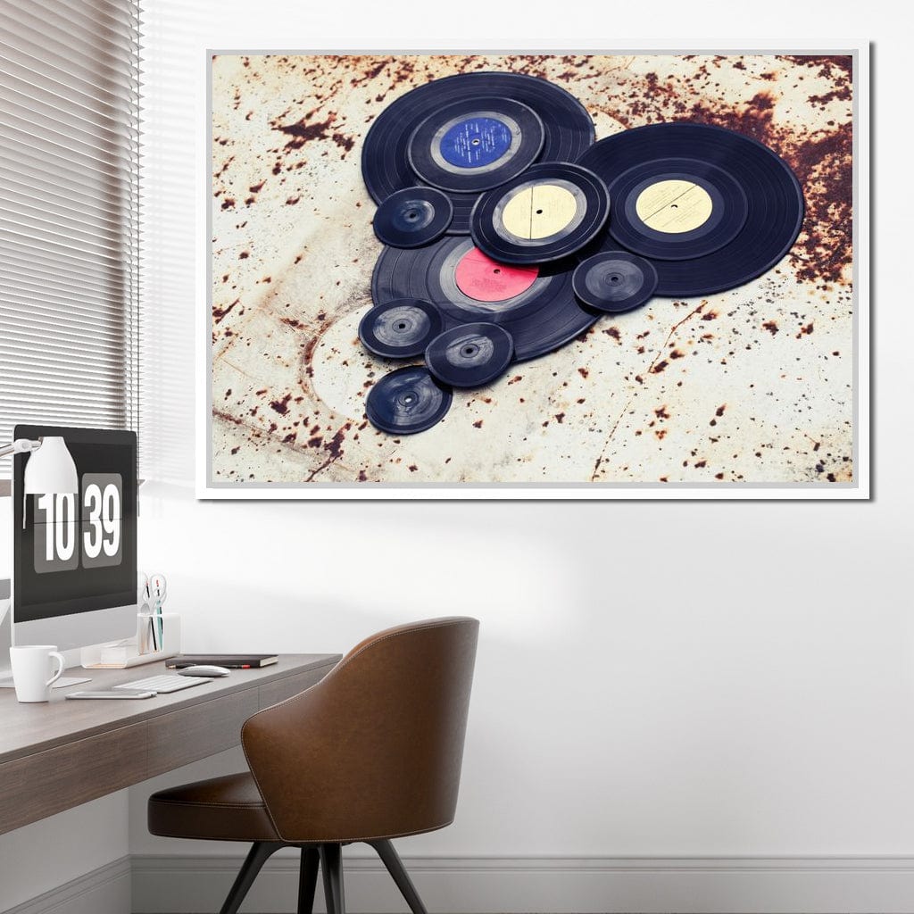 Heart Shaped Vinyl Records Canvas Wall Art