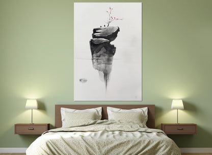 Minimalist Wall Art – Abstract Island Painting with Tree Canvas Print | Framed & Ready to Hang