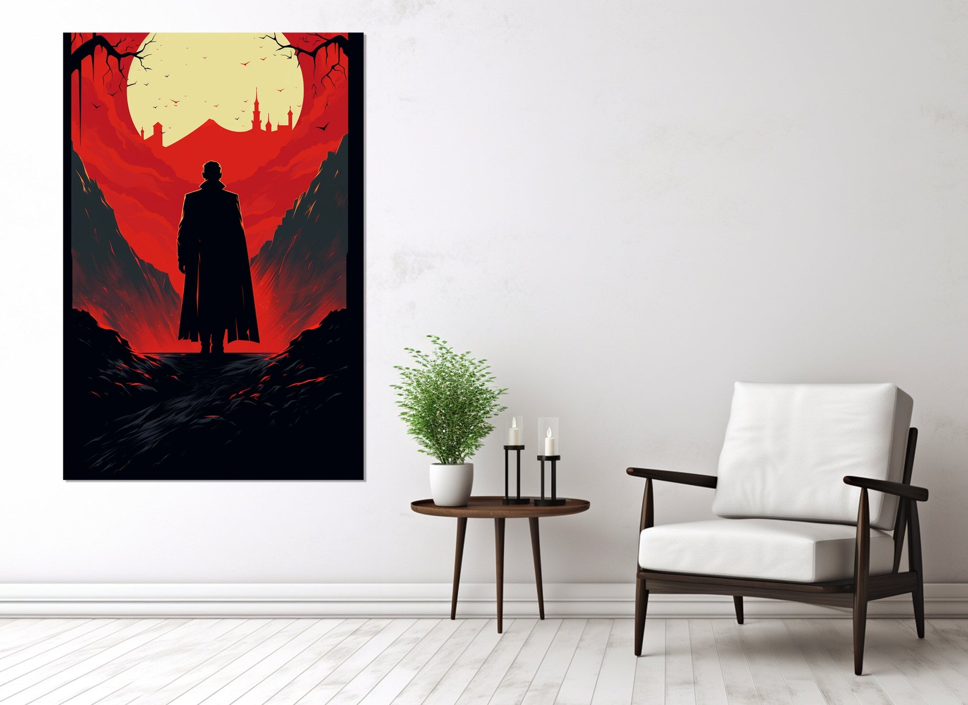 Gothic Canvas Print – Dracula Painting on Cotton Canvas with Framed Wall Art