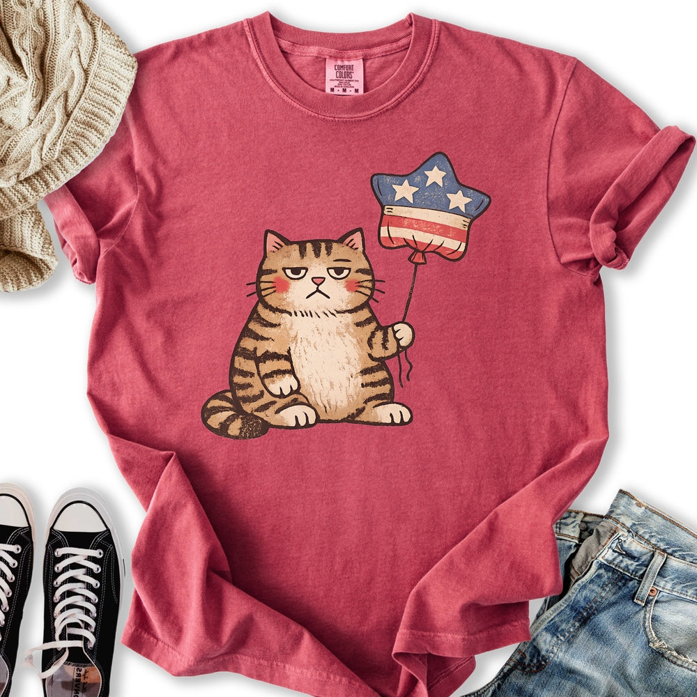 Unbothered Cat Patriot Relaxed Tee