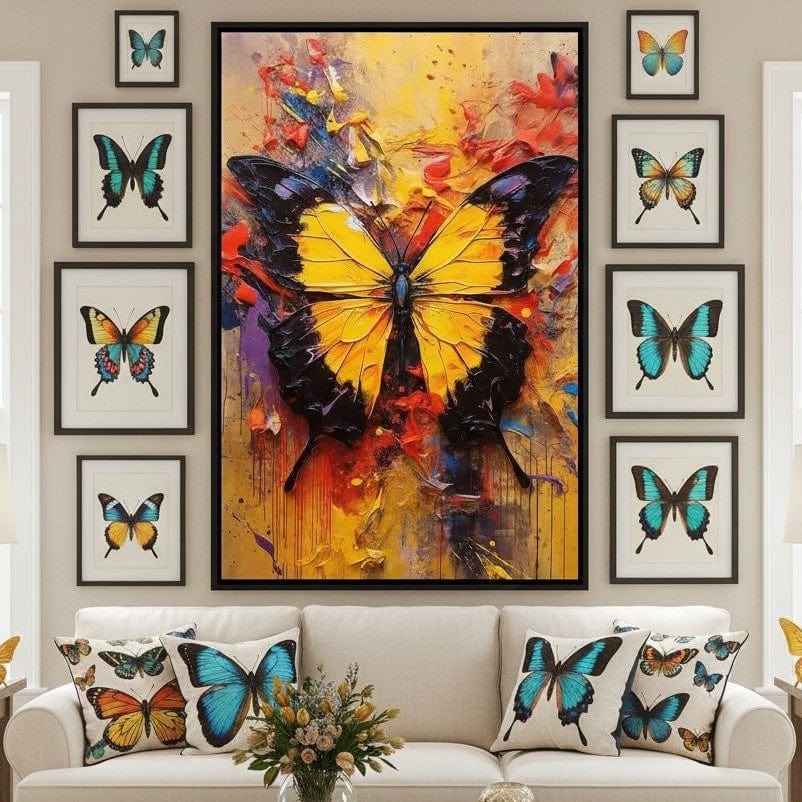 Colorburst Moths Canvas Wall Art