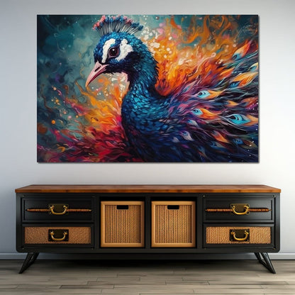 Vibrant Peacock Canvas Wall Art
