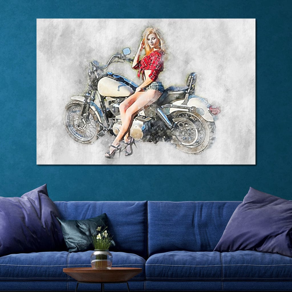 Girl Motorcycle - Mateo Canvas Wall Art