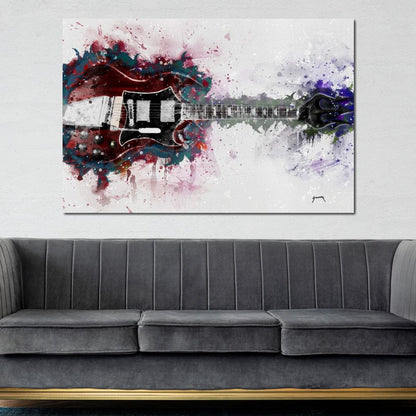 Angus Young's Red Guitar Canvas Wall Art