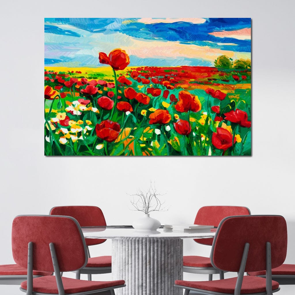 Field of Red Poppies Canvas Wall Art