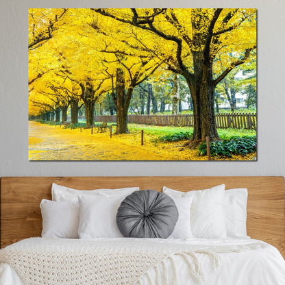 Yellow Ginkgo Trees Canvas Wall Art