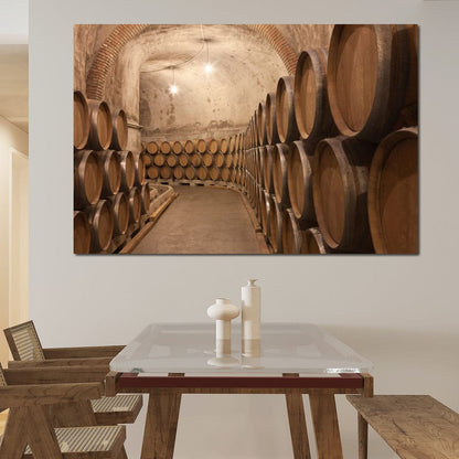 Barrels of Wine Canvas Wall Art