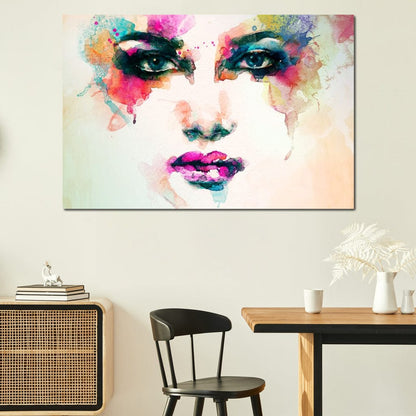 Watercolor Abstract Woman Portrait Canvas Wall Art