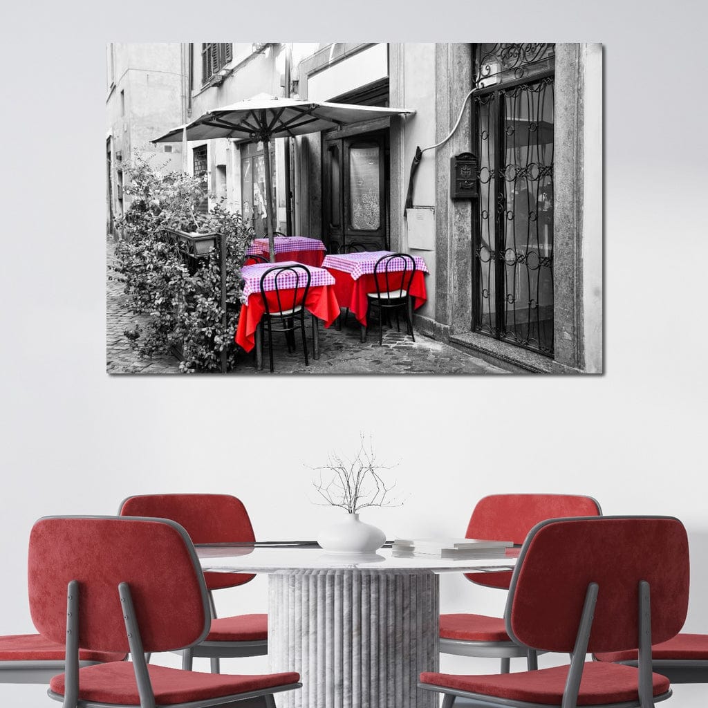 Red Tables In Rome Canvas Wall Art