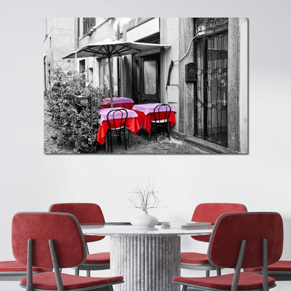 Red Tables In Rome Canvas Wall Art