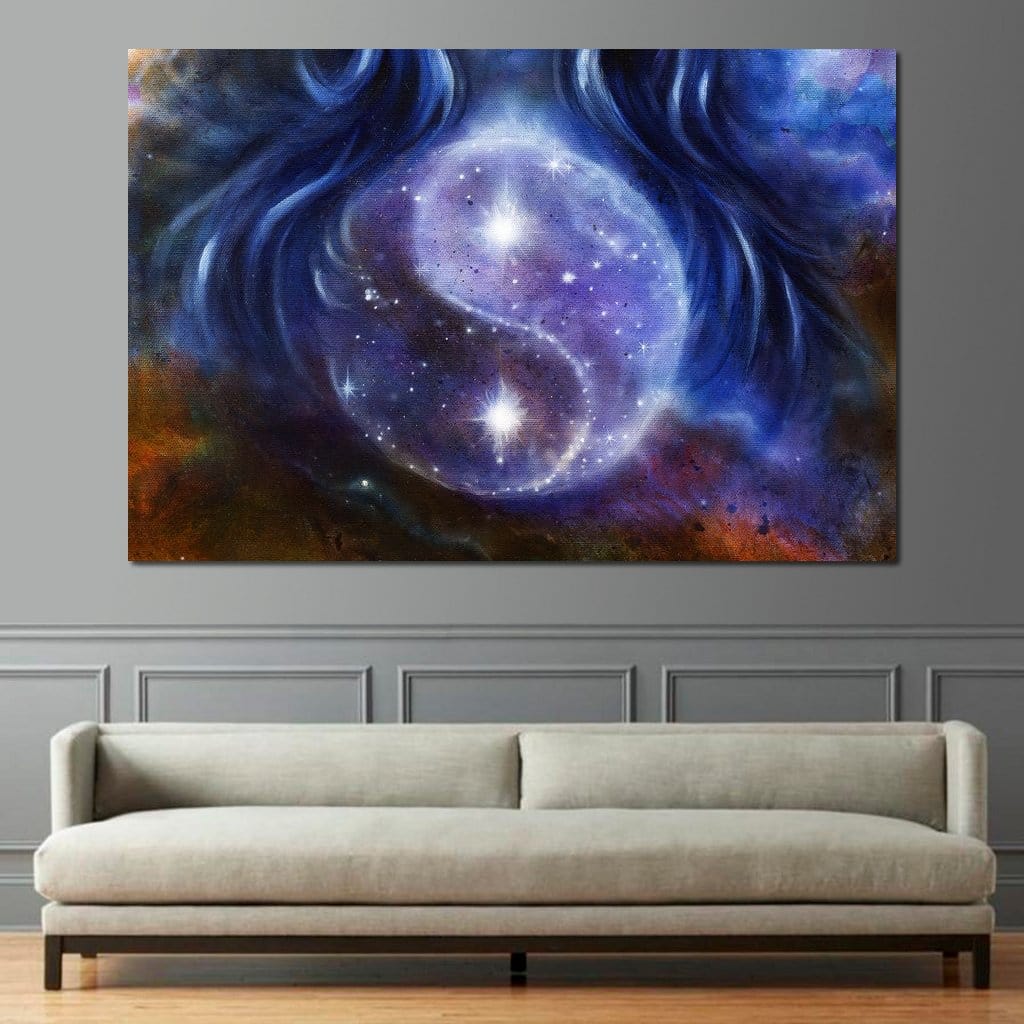 Yin Yang Stars Canvas Wall Art