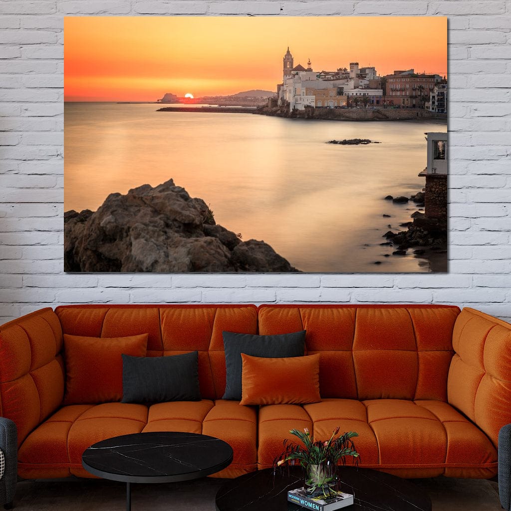 Sunset over Sitges Canvas Wall Art