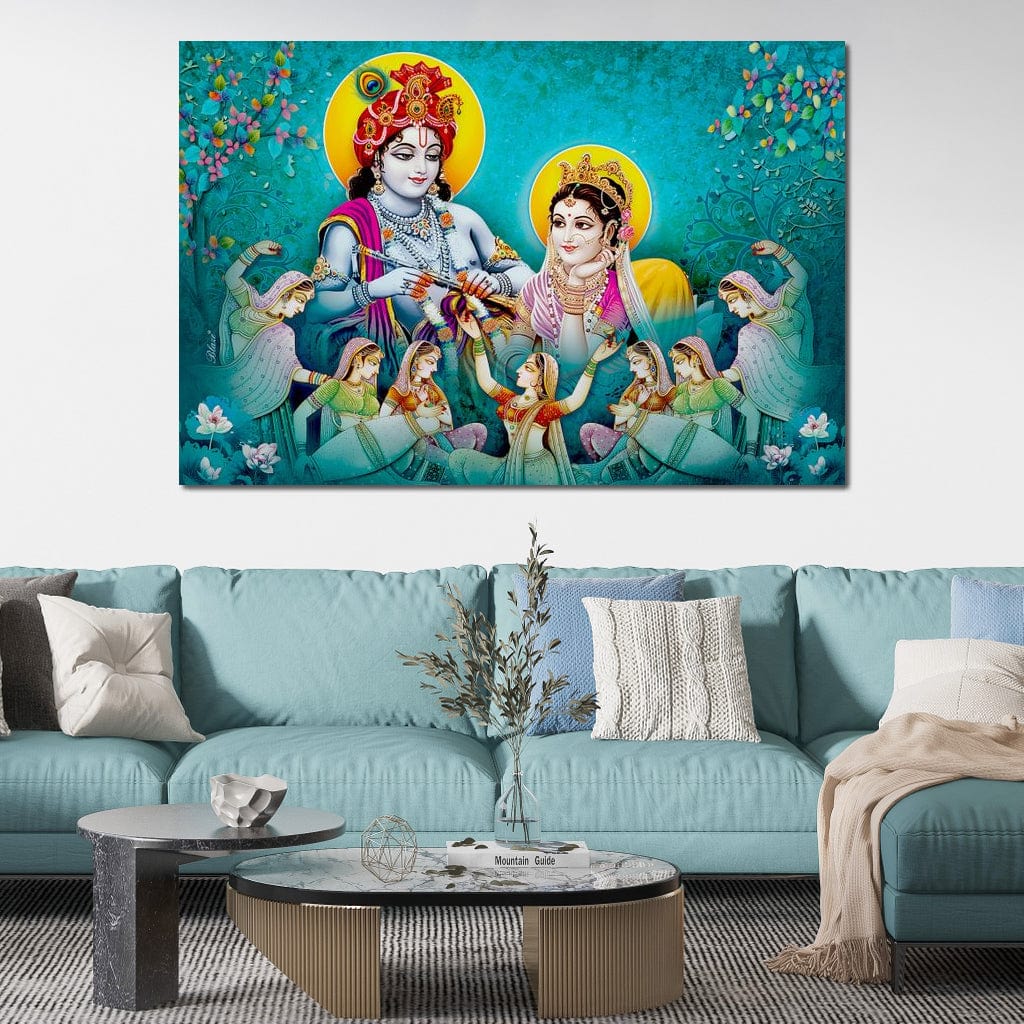 Lord Radha & Krishna Love Song Canvas Wall Art