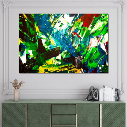 Abstract Emerald Splash Canvas Wall Art