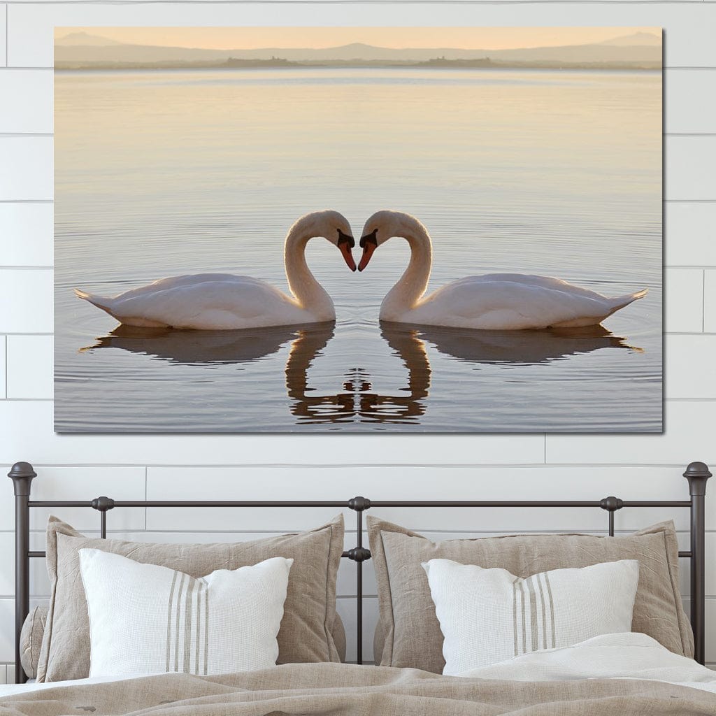 Swans On The Lake Canvas Wall Art