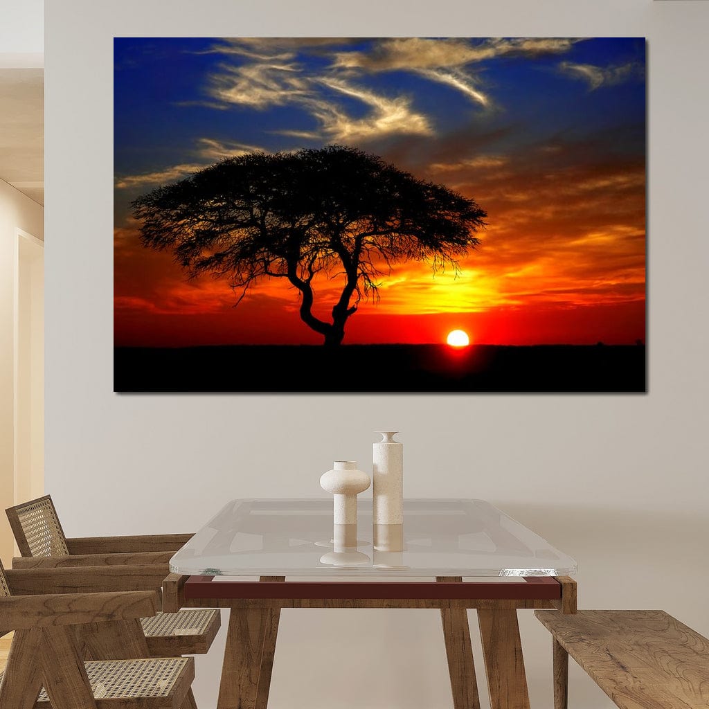African Landscape Sunset Canvas Wall Art