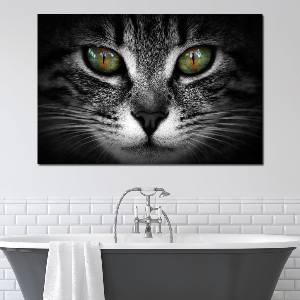 Green Eyed Cat Canvas Wall Art
