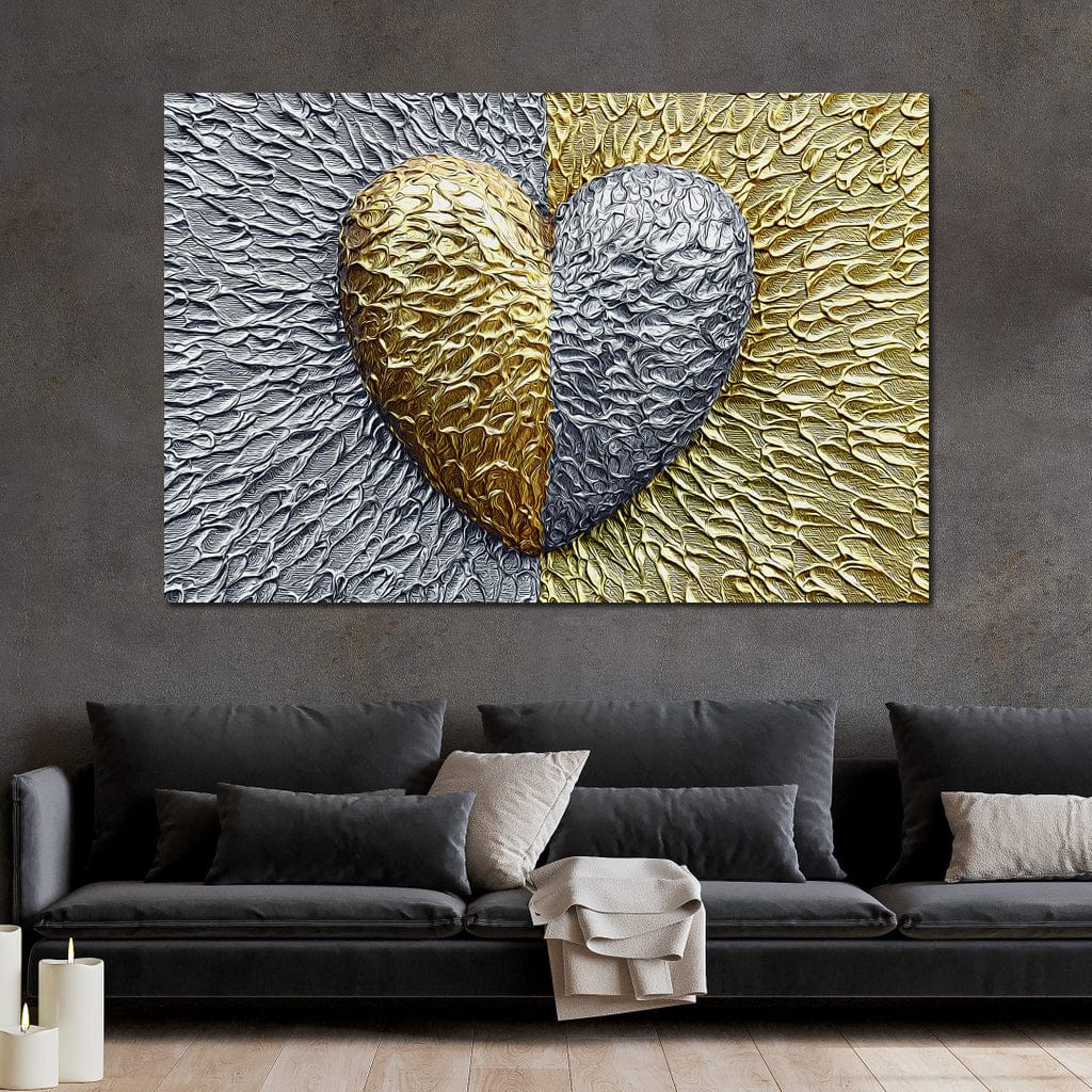 Due Color Heart Canvas Wall Art