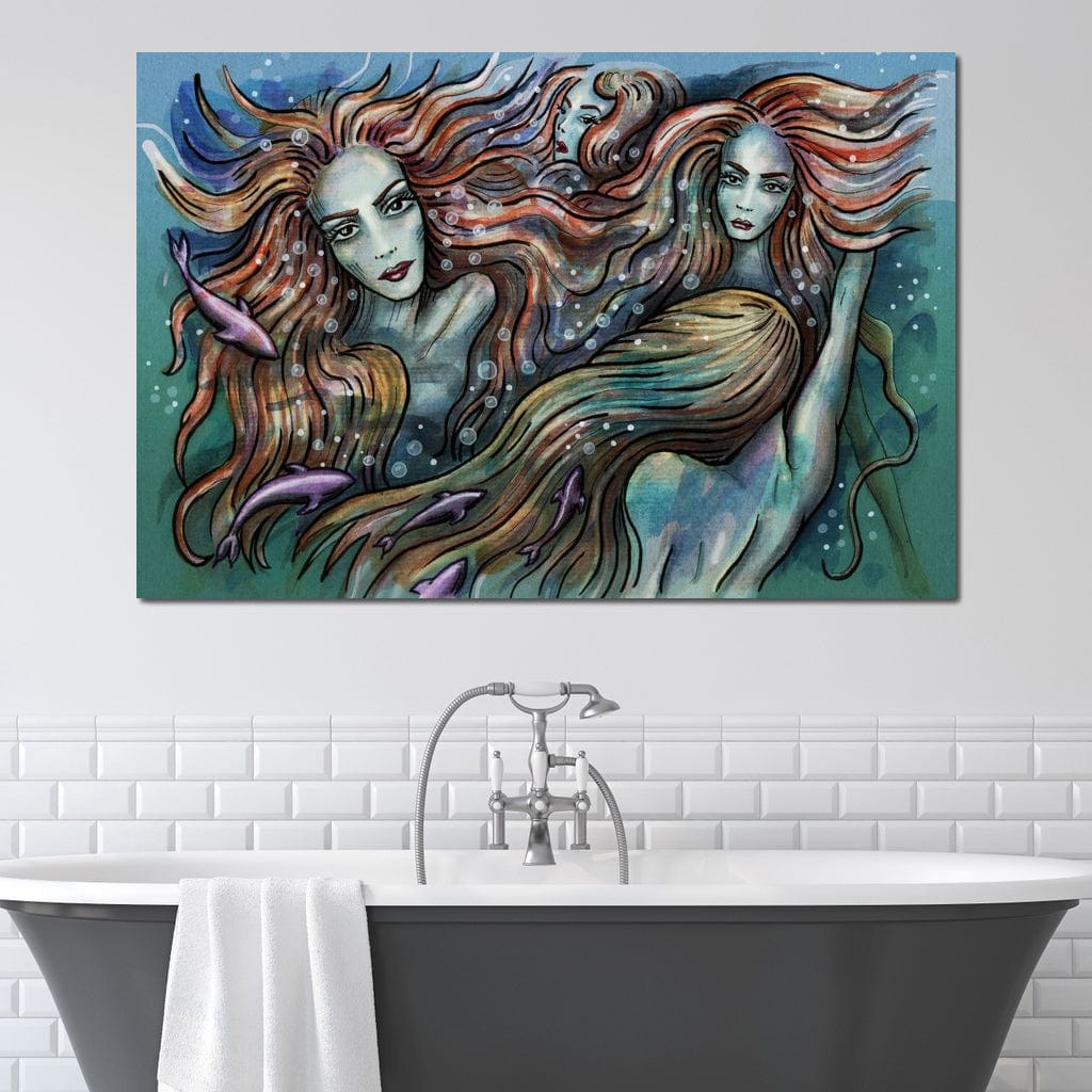 The 4 Mermaids Canvas Wall Art