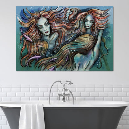 The 4 Mermaids Canvas Wall Art
