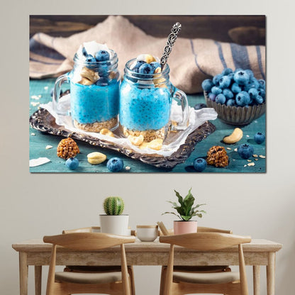 Chia Seeds & Blueberries Pudding Canvas Wall Art