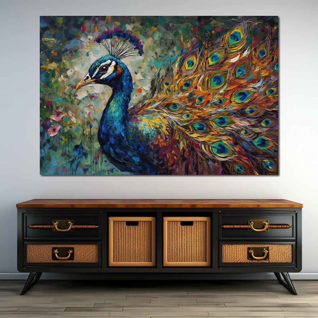 Celestial Peacock Canvas Wall Art