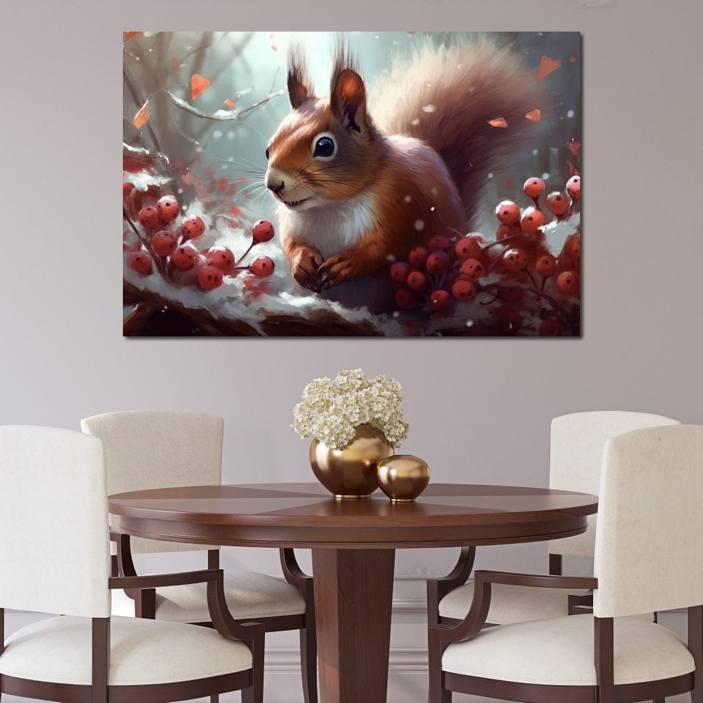 Winter Squirrel Canvas Wall Art