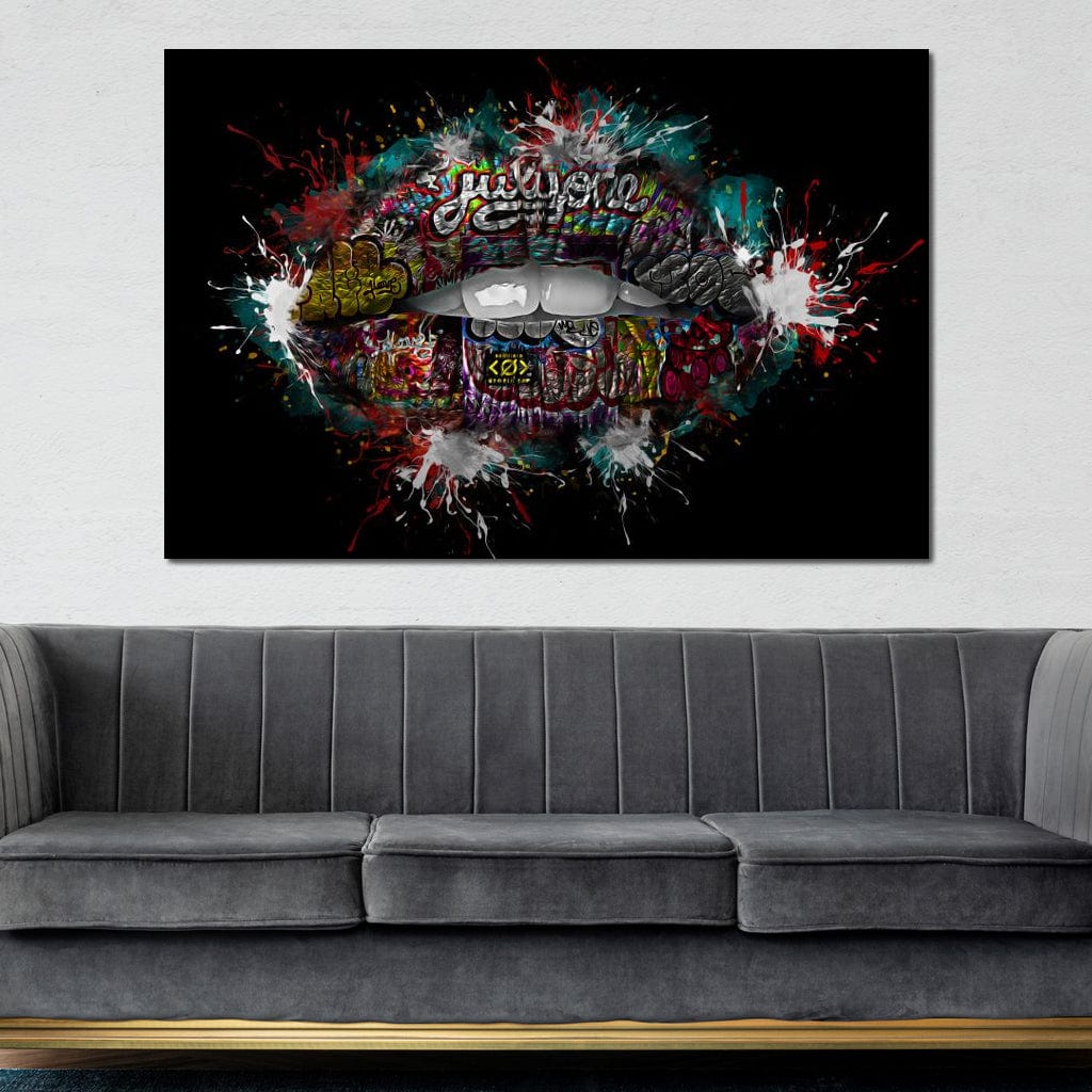Graffiti Lips Canvas Wall Art