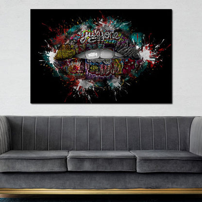 Graffiti Lips Canvas Wall Art