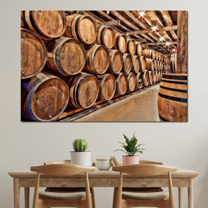 Oak Barrels Canvas Wall Art