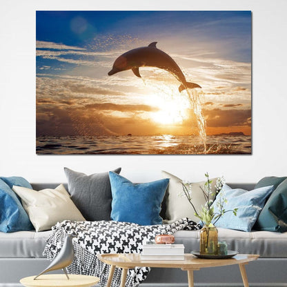Leaping Dolphin Canvas Wall Art